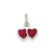 Pink Enameled Double Heart Charm in Sterling Silver