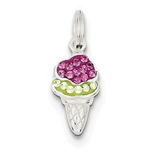 Sterling Silver Pink and Green Stellux Crystal Ice Cream Charm hide-image