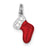 CZ Enamel Stocking Charm in Sterling Silver