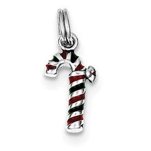 Sterling Silver Enamel Candy Cane Charm hide-image