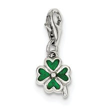 Sterling Silver Green Enameled Four Leaf Clover Charm hide-image