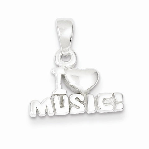 Sterling Silver I Love Music Pendant, Pendants for Necklace