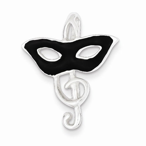Sterling Silver Enameled Mask & Treble Clef Pendant, Pendants for Necklace