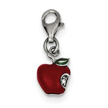 Sterling Silver Red Enameled Apple Charm hide-image