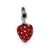 Red Enamel Strawberry Charm in Sterling Silver
