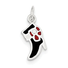 Sterling Silver Black & Red Enameled Boot Charm hide-image
