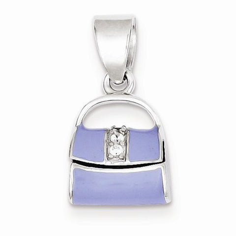 Sterling Silver Blue Enamel Purse Pendant, Pendants for Necklace