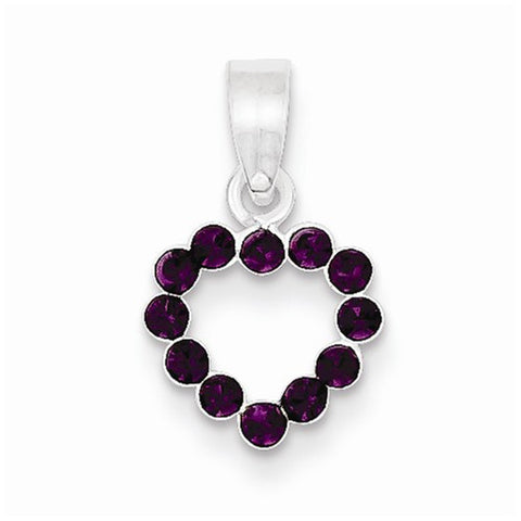Sterling Silver Purple CZ Heart Pendant, Pendants for Necklace