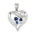 Sterling Silver Clear & Blue CZ Heart Pendant, Pendants for Necklace