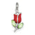 Sterling Silver Green CZ & Red Enamel Flower Charm hide-image