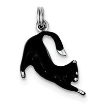 Sterling Silver Black Enamel Cat Charm hide-image