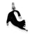 Black Enamel Cat Charm in Sterling Silver