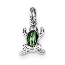 Sterling Silver Green Enamel Frog Charm hide-image