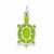 Sterling Silver Green Enameled Turtle Pendant, Pendants for Necklace