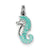 Green Glitter Enamel Seahorse Charm in Sterling Silver