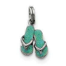 Sterling Silver Green Enamel Flip Flops Charm hide-image