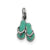 Green Enamel Flip Flops Charm in Sterling Silver