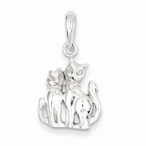 Sterling Silver Cats Pendant, Pendants for Necklace