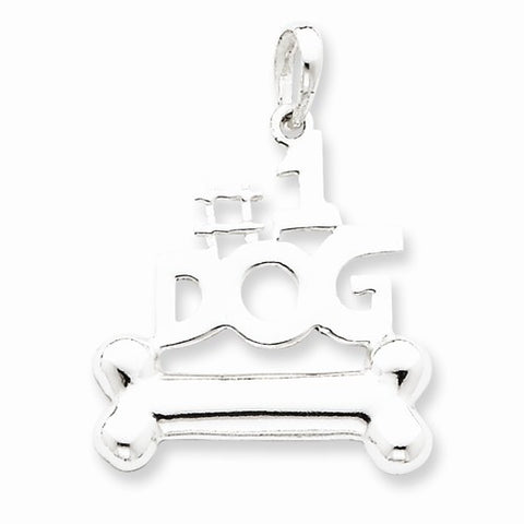 Sterling Silver #1 Dog with Bone Pendant, Pendants for Necklace