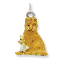 Silver Enamel Mom & Kitten Cat Charm hide-image