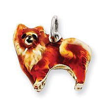 Sterling Silver Enameled Small Pomeranian Charm hide-image