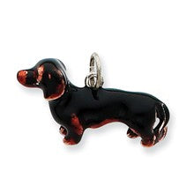 Sterling Silver Enameled Black Dachshund Charm hide-image
