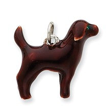 Sterling Silver Enameled Chocolate Labrador Charm hide-image