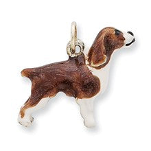 Sterling Silver Enameled English Springer Spaniel Charm hide-image