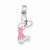 Sterling Silver Pink Enamel Cheerleader Pendant, Pendants for Necklace