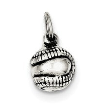 Sterling Silver 3-D Antiqued Baseball Charm hide-image