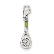 Sterling Silver Simulated Pearl Tennis Racquet Charm hide-image