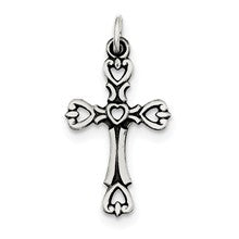 Sterling Silver Antiqued Heart Cross Charm hide-image