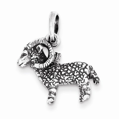 Sterling Silver Antiqued Aries Pendant, Pendants for Necklace