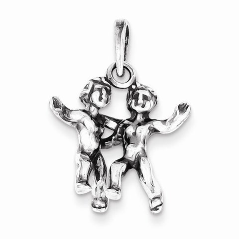 Sterling Silver Antiqued Gemini Pendant, Pendants for Necklace