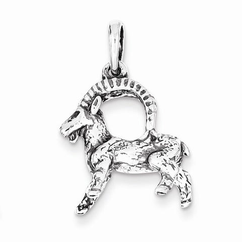 Sterling Silver Antiqued Capricorn Pendant, Pendants for Necklace