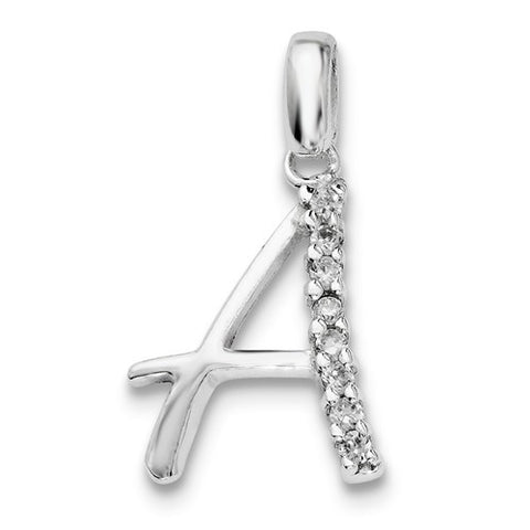 Sterling Silver CZ Initial A Pendant, Lovely Pendants for Necklace
