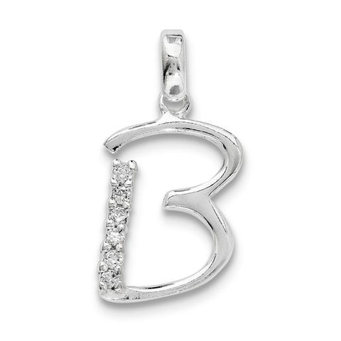 Sterling Silver CZ Initial B Pendant, Stylish Pendants for Necklace