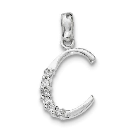 Sterling Silver CZ Initial C Pendant, Classy Pendants for Necklace