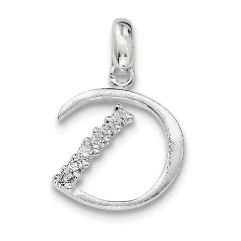 Sterling Silver CZ Initial D Pendant, Alluring Pendants for Necklace
