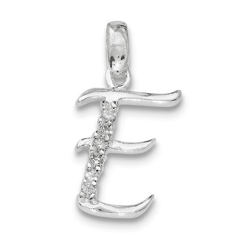 Sterling Silver CZ Initial E Pendant, Appealing Pendants for Necklace