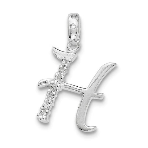 Sterling Silver CZ Initial H Pendant, Dazzling Pendants for Necklace