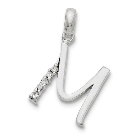 Sterling Silver CZ Initial M Pendant, Pendants for Necklace