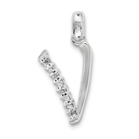 Sterling Silver CZ Initial V Pendant, Appealing Pendants for Necklace