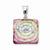 Sterling Silver Pink Dichroic Glass Square Pendant, Pendants for Necklace