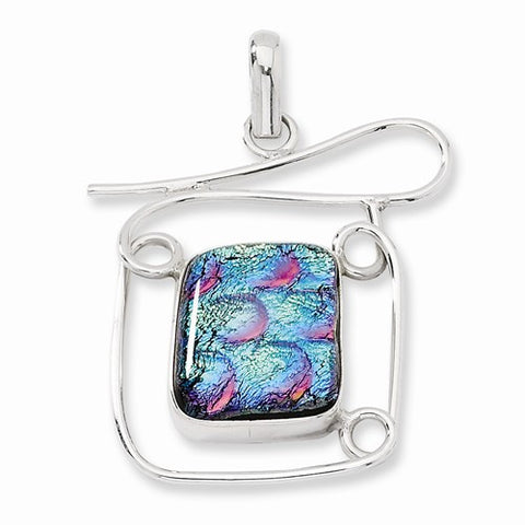 Sterling Silver Multicolor Dichroic Glass Fancy Pendant, Pendants for Necklace
