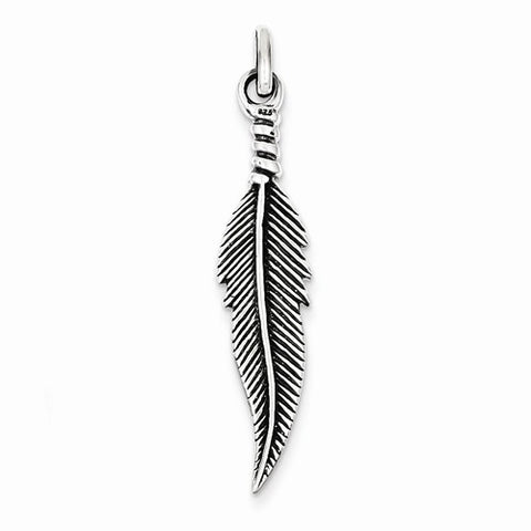 Sterling Silver Antiqued Feather pendant, Delightful Pendants for Necklace