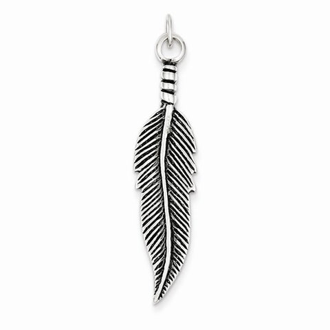 Sterling Silver Antiqued Feather pendant, Exquisite Pendants for Necklace