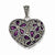 Sterling Silver Marcasite Purple Enamel Flower in Heart Pendant, Pendants for Necklace