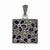 Sterling Silver Marcasite Red Enamel Flowers in Square Pendant, Pendants for Necklace