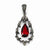 Sterling Silver Red CZ & Marcasite Antiqued Teardrop Pendant, Pendants for Necklace